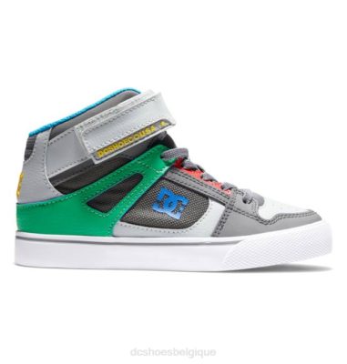 DC Shoes Belgique | DC Shoes Chaussures en dentelle à haut élastique des enfants 0XFL569 gris / vert
