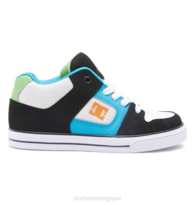 DC Shoes Belgique | DC Shoes Chaussures pures du milieu du milieu des enfants 0XFL571 noir / blanc / bleu